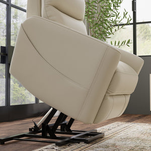 English Elm Faux Power Lift Chair with Premium Faux Leather, USB Charging, Side Pockets & Quiet Motor Recline Off White B339P409531