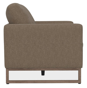 English Elm Truffle Two Seat Loveseat with Taupe Upholstery and Sleek Metal Legs for Modern Spaces B361P482533