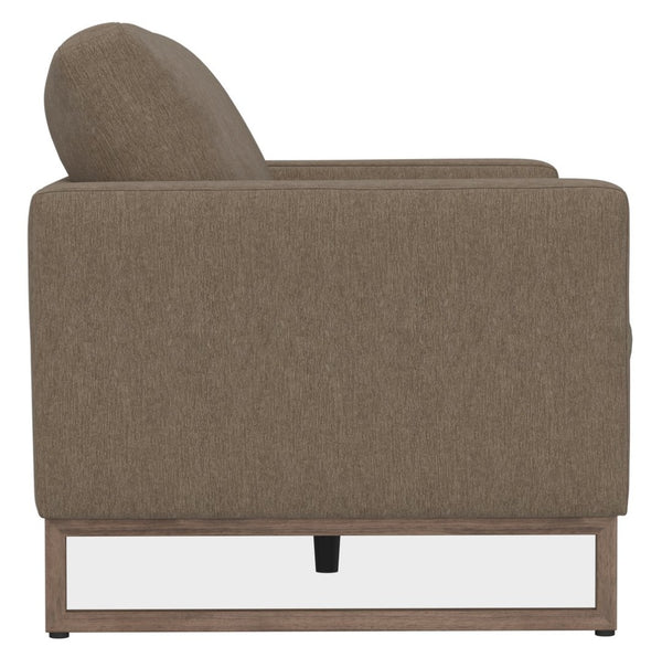 English Elm Truffle Two Seat Loveseat with Taupe Upholstery and Sleek Metal Legs for Modern Spaces B361P482533