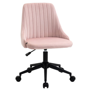 English Elm Vinsetto Elegant Velvet Mid-Back Office Chair, Scalloped Design Swivel Desk Chair For Home Use, Pink W2225P217492-GIGA