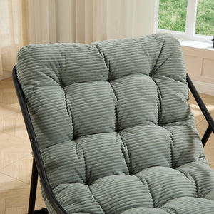 English Elm Outdoor Rocking Chair Steel Frame with Corduroy Cushion for Patio Bedroom Reading W640P443545