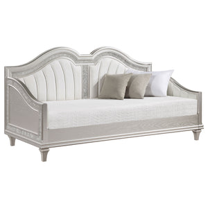 English Elm Aurelia Victorian Glam Twin Daybed in Silver Oak & Ivory with Faux Diamond Trim, Sculpted Upholstery B062S01248