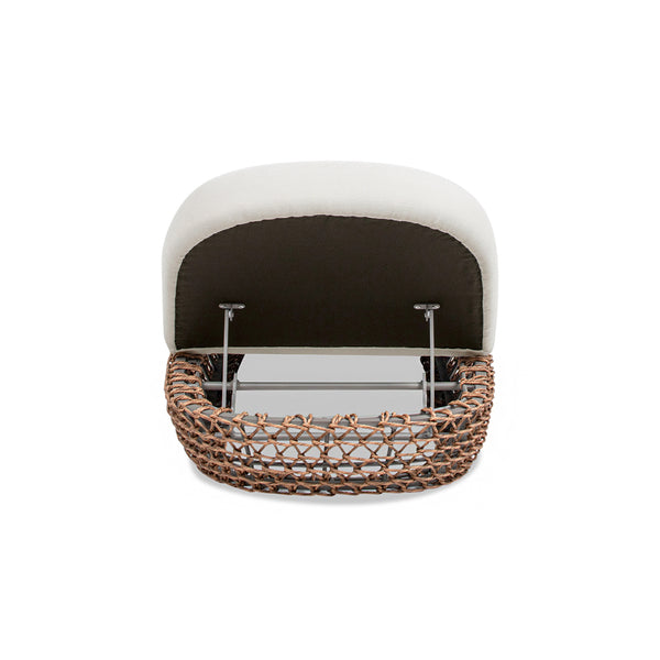 English Elm Jennifer Taylor Home - Willow 80.5" Sunbrella Olefin Upholstered Woven Patio Lounger – Golden Brown Wicker, Wheat Beige, Adjustable Comfort B2719P305698