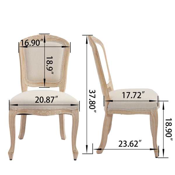 English Elm French Country Dining Chairs Set Of 2 - Stylish Upholstered Design, Fan-Back Comfort For Any Space W3426P324536