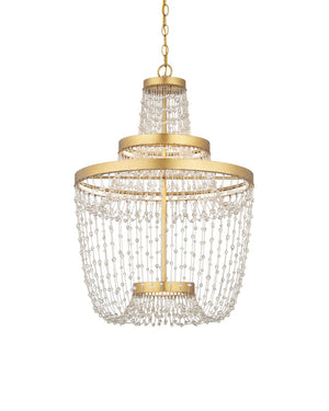 Currey & Company Mademoiselle Medium Chandelier - Elegant Glass Bead Design In Gold Leaf Finish For Stunning Ambiance Brass Glass Beads ,Wrought Iron 9000-1305-currey-company