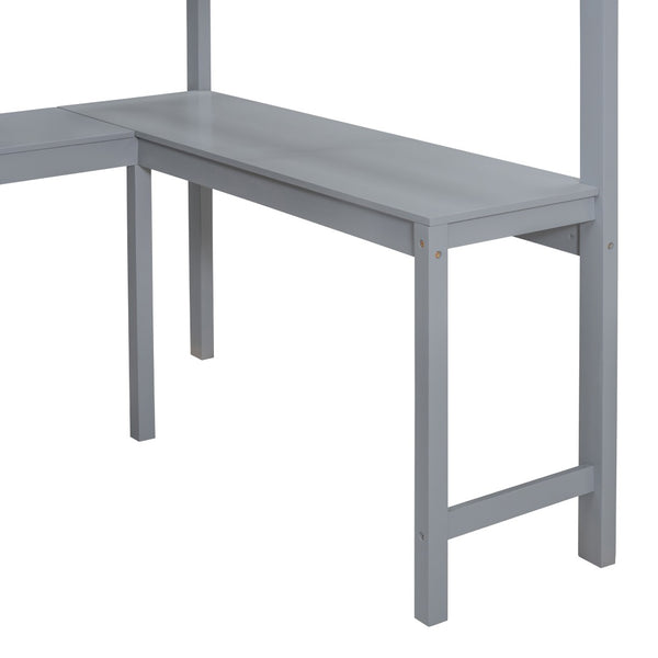 English Elm Full Size Loft Bed with Built-in Desk and Shelving for Kids or Teen Bedrooms LT000802AAE