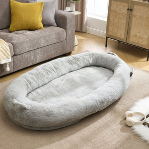 English Elm Human Dog Bed Oversized Memory Foam Floor Lounger with Plush Surface and Storage Pocket W2705P255385