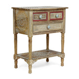 Christopher Knight Home® - Noble House - Sids Handcrafted Boho 3 Drawer Mango Wood End Table, Natural and Multi-Color