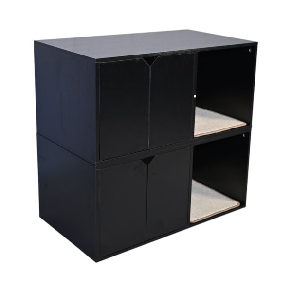 English Elm 35.83" Modern Black Cat Litter Box Enclosure with Durable PB/MDF Build and Corrugated Scratch Pad W1412P271585