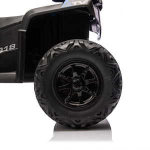 English Elm 24v Kids Electric Ride-on Atv with Dual Motors Bluetooth Led Lights and Flag Poles Blue W1578P305894