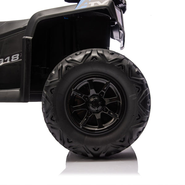 English Elm 24v Kids Electric Ride-on Atv with Dual Motors Bluetooth Led Lights and Flag Poles Blue W1578P305894