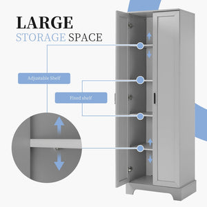 English Elm Storage Cabinet With Two Doors – Versatile Grey Mdf With Adjustable Shelf & Anti-Tip Safety Features N725P181207E-GIGA