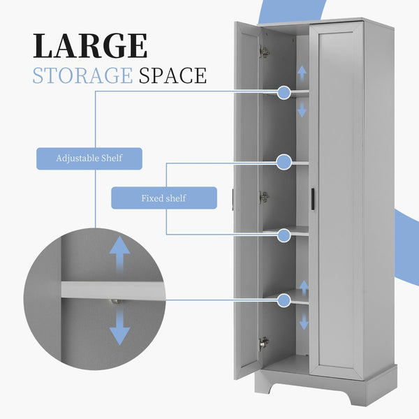 English Elm Storage Cabinet With Two Doors – Versatile Grey Mdf With Adjustable Shelf & Anti-Tip Safety Features N725P181207E-GIGA