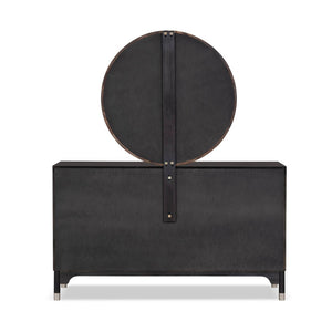 English Elm 1pc Wide Black Walnut Veneer Dresser with Silver Legs Mid-century Modern Bedroom B2741P446691