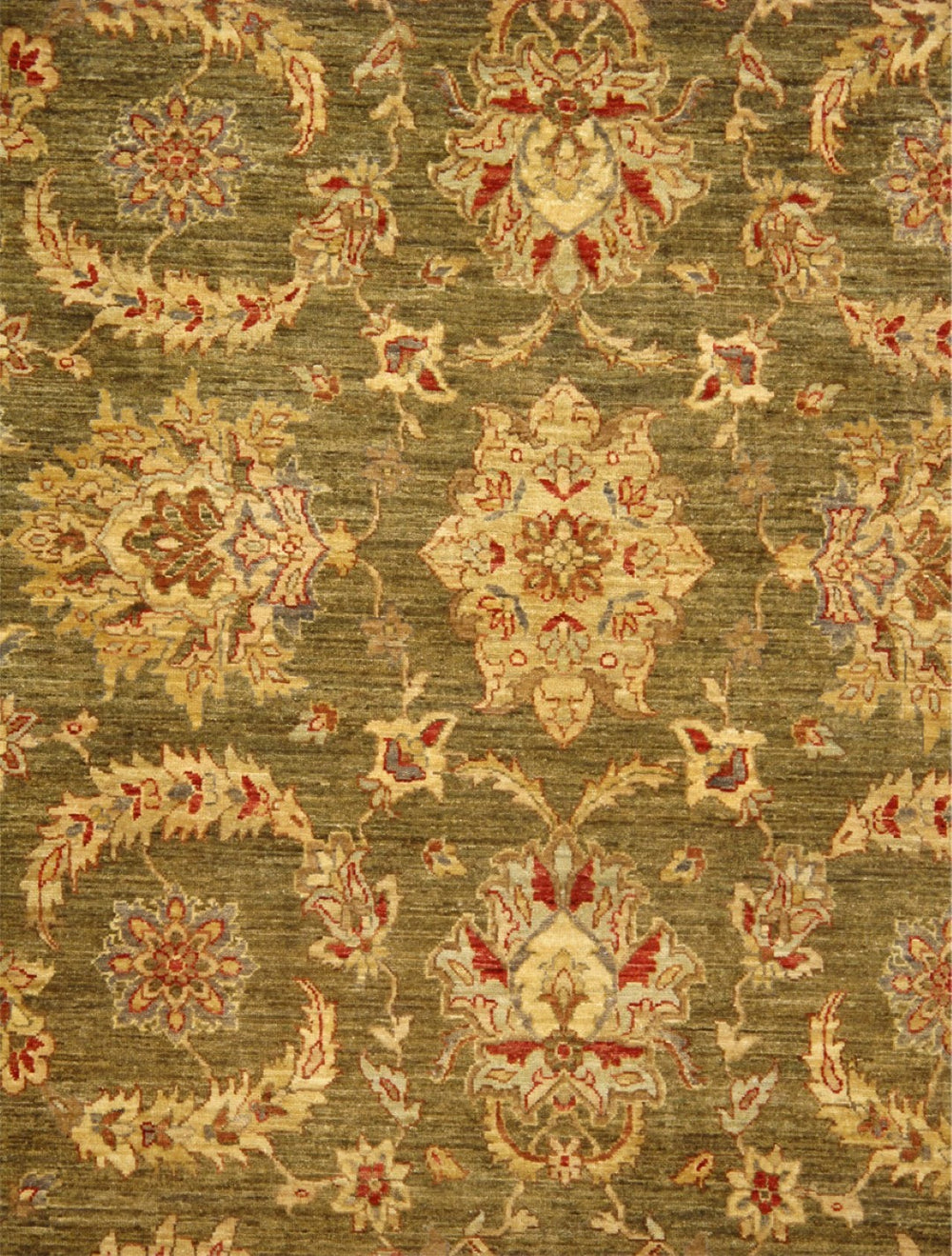 Pasargad Home Denver Collection Hand-knotted Green Lamb's Wool Area Rug - Elegant Floral Design 9'10"   Phr-920 10x10