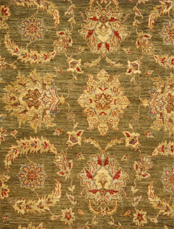 Pasargad Home Denver Collection Hand-knotted Green Lamb's Wool Area Rug - Elegant Floral Design 9'10"   Phr-920 10x10