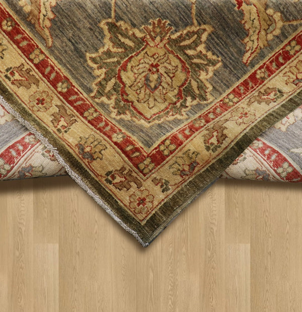 Pasargad Home Denver Collection Hand-knotted Green Lamb's Wool Area Rug - Elegant Floral Design 9'10"   Phr-920 10x10