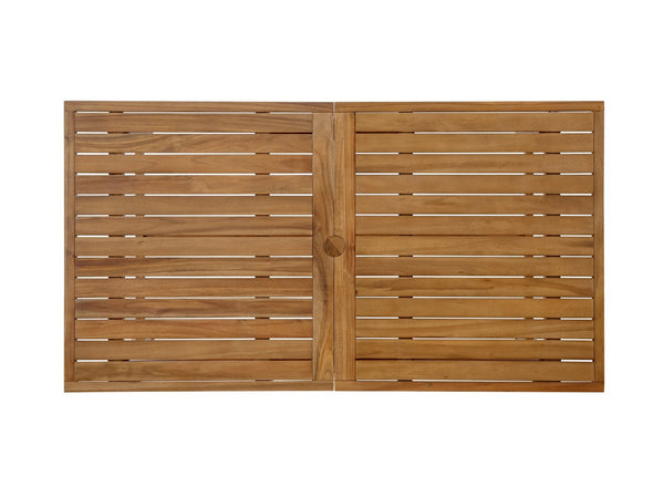 English Elm U_style Solid Acacia Wood Outdoor Dining Set Seats Four with Umbrella Hole Patio Natural WY000477AAO