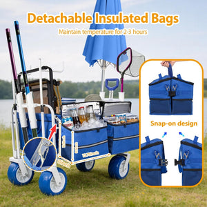 English Elm Beach Wagon Heavy Duty Folding Cart with 500lb Capacity and All Terrain Pvc Wheels W2932P412006