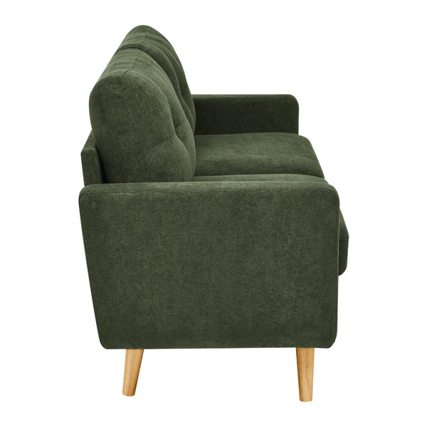English Elm 67.7" Tufted Button Mid-century Loveseat with Splayed Wood Legs for Living Rooms Antique Green B355P428573