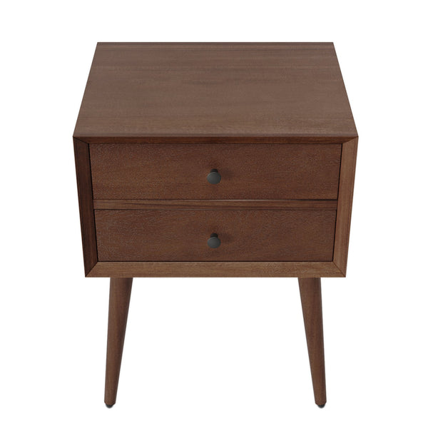 English Elm Christopher Knight Home® - Nightstand with 2 Drawers Mid-Century Acacia Wood, Splayed Legs, Brass Hardware, Easy-Glide Storage Brown 20.5 L x 17.5 W x 14.75 H N761P180219M