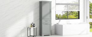 English Elm Tall Bathroom Storage Cabinet - Freestanding Grey Mdf Unit With Drawers & Adjustable Shelf For Organizing N725P206895E-GIGA