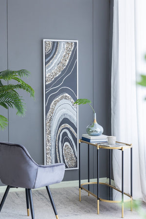 English Elm 70.9X19.7X1.5" Elongated Landscape Oil Painting With Metallic Accents And Textured Stones For Modern Decor W2078P313340