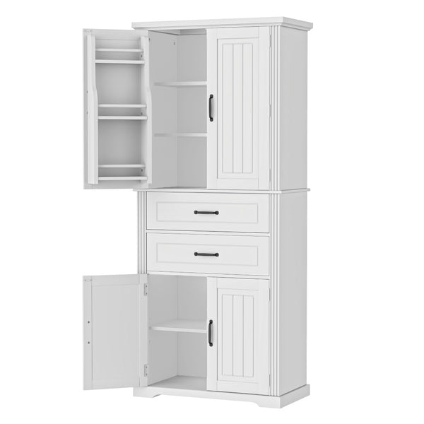 English Elm [video] Floor to Ceiling Matte Storage Cabinet with Drawers Shelves and Adjustable Interior White N759P407762K