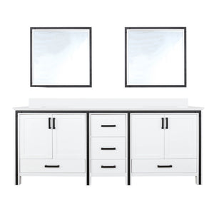 English Elm White Double Bath Vanity 80" W x 22" D with White Quartz Top, Soft-Close Drawers, 30" Mirrors, Ample Storage B2731S00916