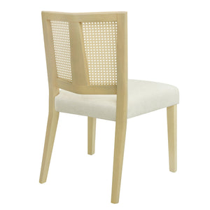 English Elm Christopher Knight Home® - Rattan Mid-Century Dining Chair Set of 2 with Woven Cane Back, Upholstered High-Density Seat Cushion Beige,Natural Ash N771P254006A