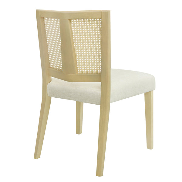 English Elm Christopher Knight Home® - Rattan Mid-Century Dining Chair Set of 2 with Woven Cane Back, Upholstered High-Density Seat Cushion Beige,Natural Ash N771P254006A