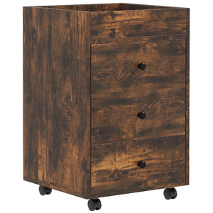 English Elm HOMCOM Mobile 3-Drawer Office Storage Cabinet with Removable Top Tray, Locking Wheels, Space-Saving Design Rustic Brown W2225P217759