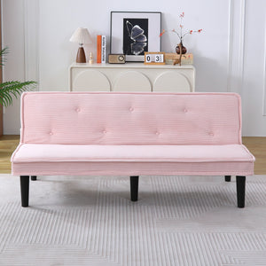 English Elm This 66-inch corduroy sofa bed with button-back design, sturdy wood frame, comfy sponge cushions, 500lb capacity Pink W3371P311451