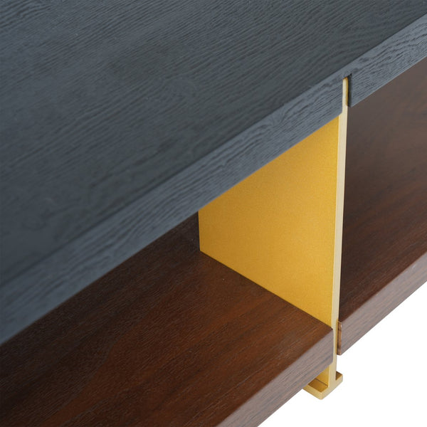 English Elm Classica Rectangle Coffee Table With Walnut Finish & Black Metal Frame – Stylish Two-Tier Design B341P321160