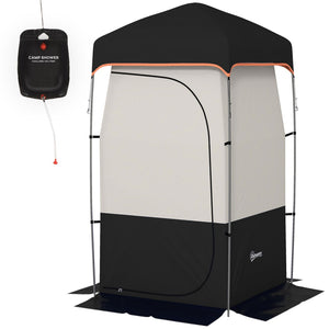 English Elm Outsunny Privacy Shower Tent for Camping with Solar Bag Rainfly and Carry Tube Black W2225P200368