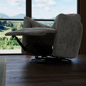 English Elm Global Swivel Recliner With Manual Footrest & Plush Pillows - Stylish Milan Graphite Comfort Seat B339P333960