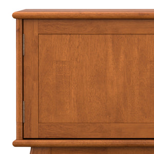 English Elm Draper Teak Mid Century 72" TV Stand for TVs up to 80" — Solid Rubberwood, Cable Management, Brass Hardware B136P203484