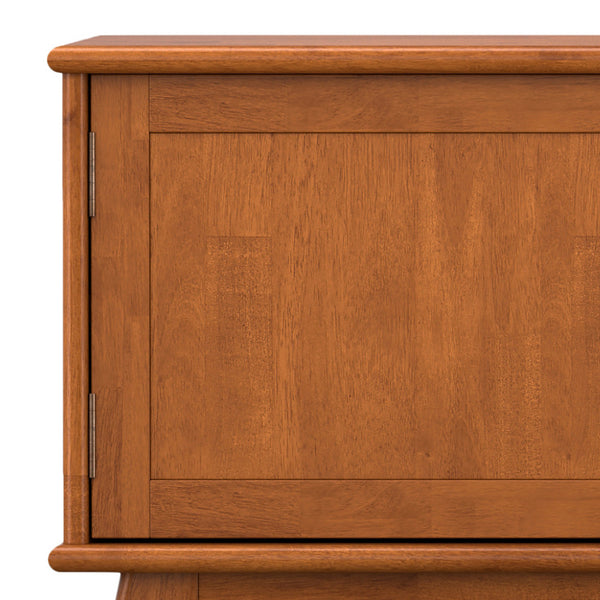 English Elm Draper Teak Mid Century 72" TV Stand for TVs up to 80" — Solid Rubberwood, Cable Management, Brass Hardware B136P203484