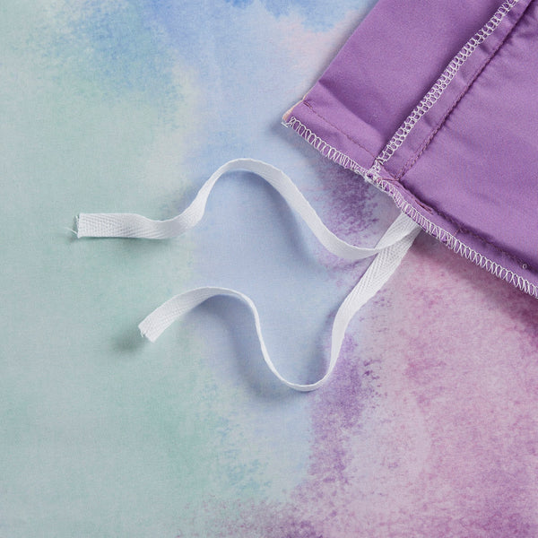 JLA Home Intelligent Design - Watercolor Cassiopeia Tie Dye Duvet Cover Set with Plush Throw Pillow, OEKO-TEX Antimicrobial Finish Lavender ID12-2260