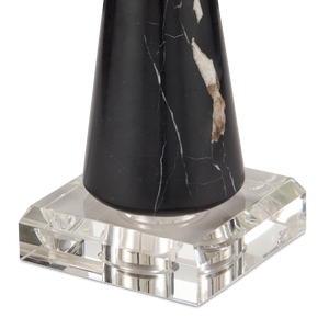 Edelmar Table Lamp - Contemporary Black Marble and Optic Crystal Design with Knife-Pleated Shade