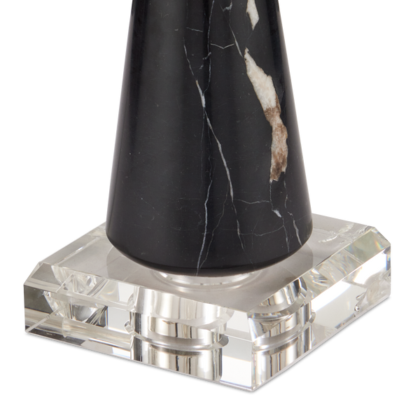 Edelmar Table Lamp - Contemporary Black Marble and Optic Crystal Design with Knife-Pleated Shade