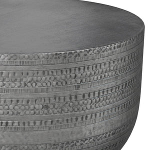 English Elm Johnsen Metal Coffee Table - Antique Silver Industrial Elegance For Living Room Or Cocktail Use B136P158941