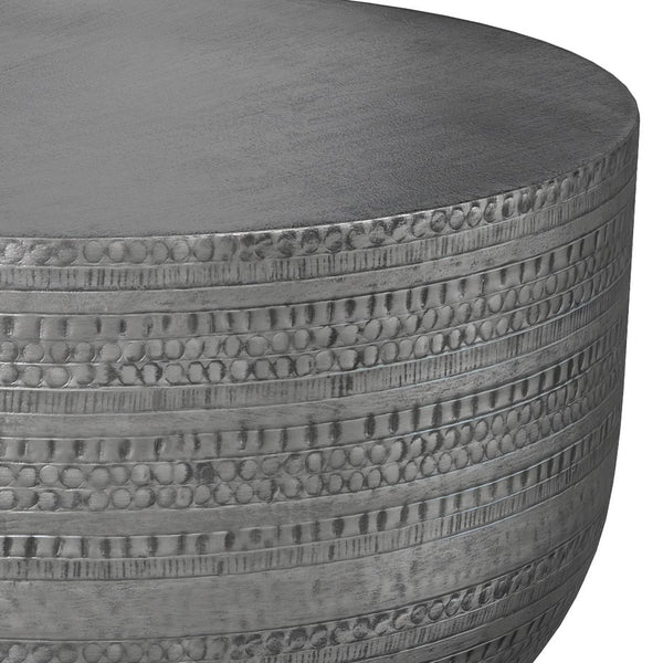 English Elm Johnsen Metal Coffee Table - Antique Silver Industrial Elegance For Living Room Or Cocktail Use B136P158941