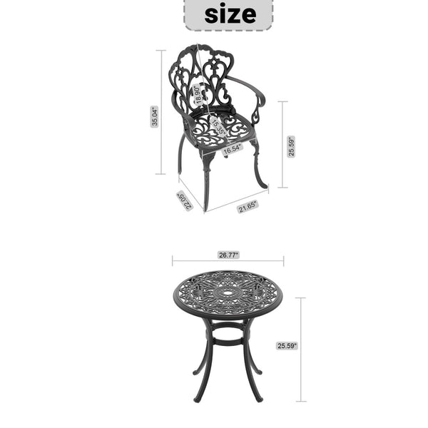 English Elm 5-piece Cast Aluminum Outdoor Dining Set with Carved Patterns and Weather Resistant Frame W1710S00538