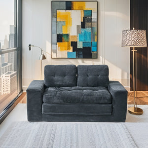 English Elm Loveseat Convertible Sofa Bed With Memory Foam - Stylish Corduroy, No Assembly, Perfect For Small Spaces! W2959P379137