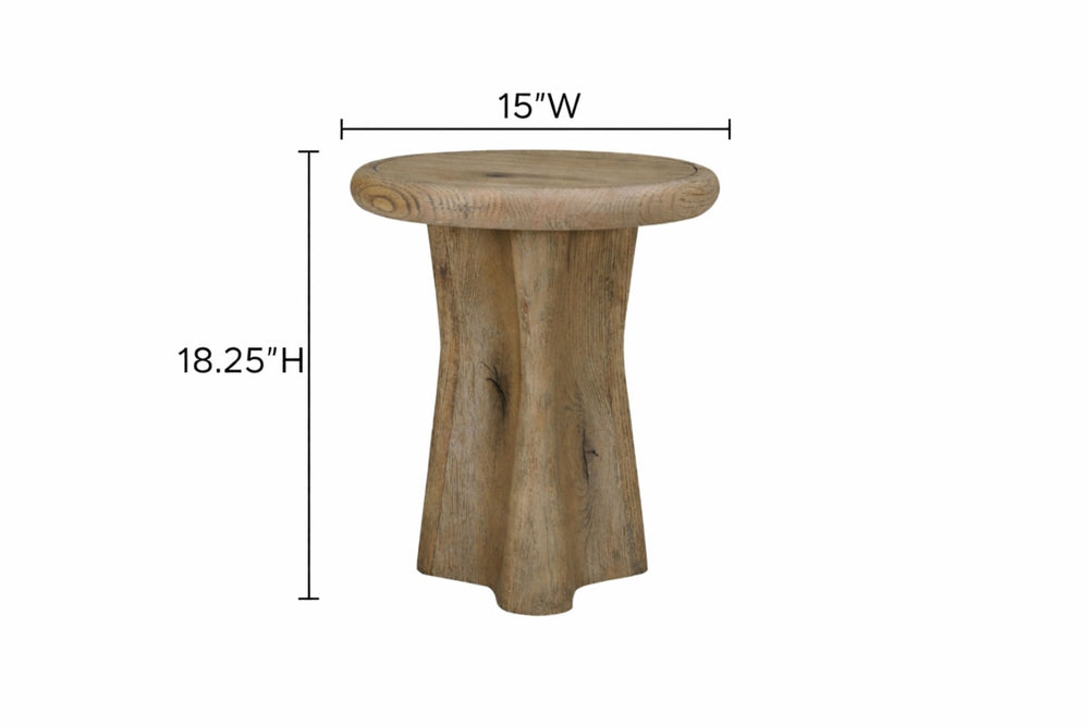 English Elm English Knotty Oak Veneer Round Accent Table Sculptural Base for Entryway or Bedroom B2699P437957