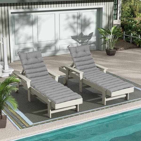 English Elm NEW 2PCS Set Outdoor Lounge Chair Cushion Replacement Patio Seat Chaise Cushion UV Resistant Navy Grey W419P269600