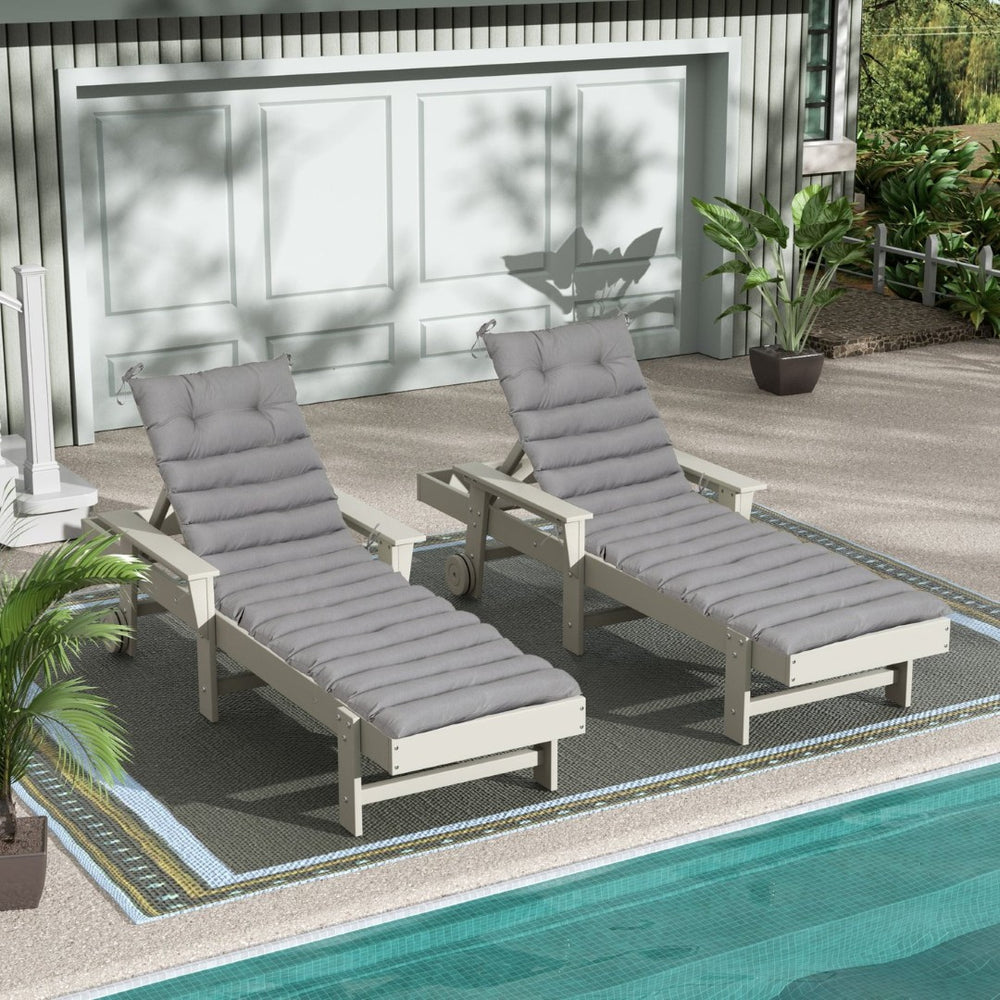 English Elm New Set of 2 Uv Resistant Polyester Chaise Lounge Cushions for Outdoor Patio Use Grey W419P460519