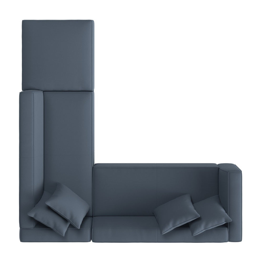 English Elm Marston Corduroy L-shape Sectional Sofa Deep Seating Six Seat Modern Living Room Navy Blue B127S00003