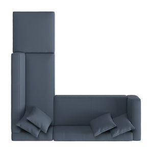 English Elm Marston Corduroy L-shape Sectional Sofa Deep Seating Six Seat Modern Living Room Navy Blue B127S00003